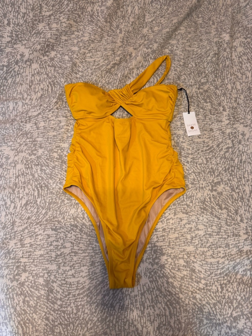 Shade and Shore One Piece Swimsuit in Mustard Yellow - Twist Front